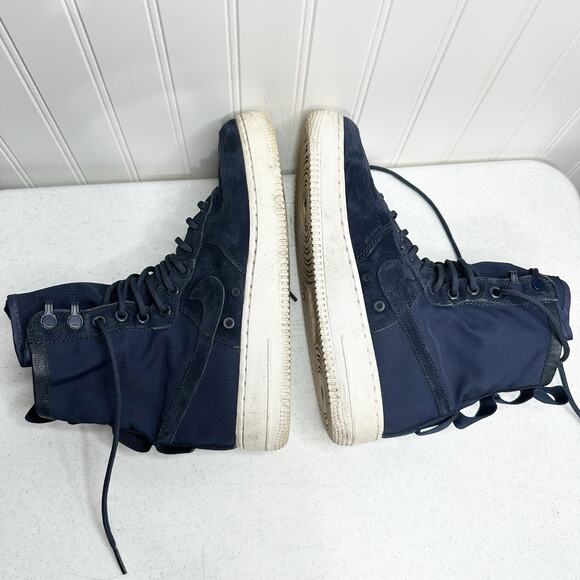 Nike SF Air Force 1 Womens 9 High Midnight Navy Suede Shoes 857872-401 No Straps - Picture 6 of 8